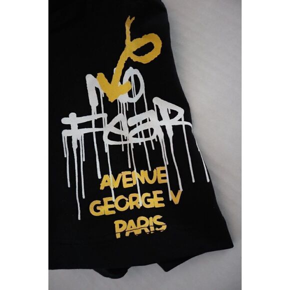 Avenue George V Paris GV2399 Men Sz S Black No Fear Rhinestone Logo T-Shirt $100 - Picture 5 of 10